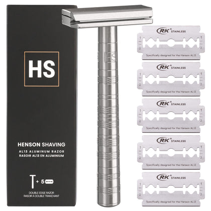 Henson Shaving Razor aluminium double edge safety razor front view