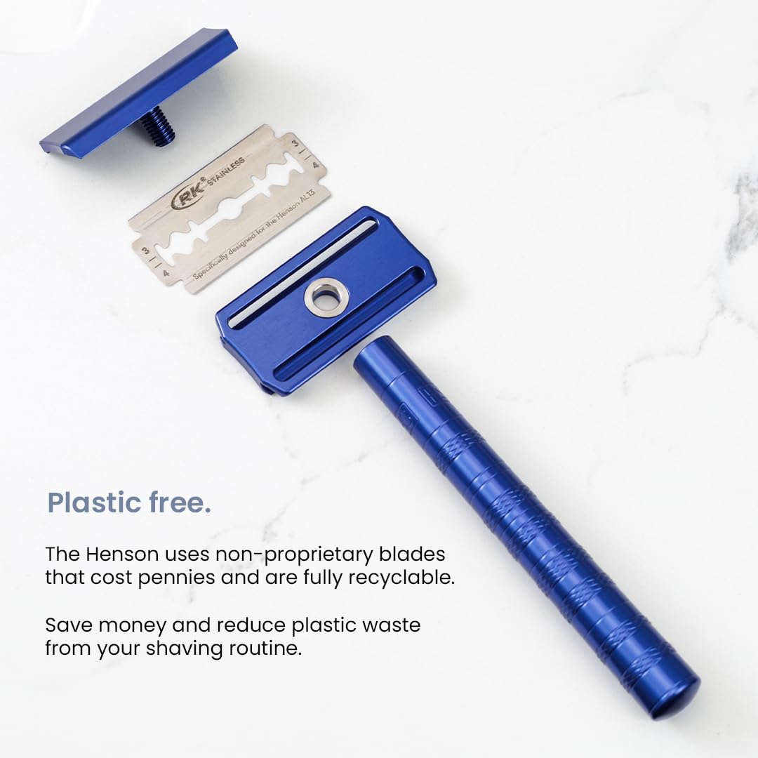 Henson Shaving Razor tan model with open channels for easy cleaning
