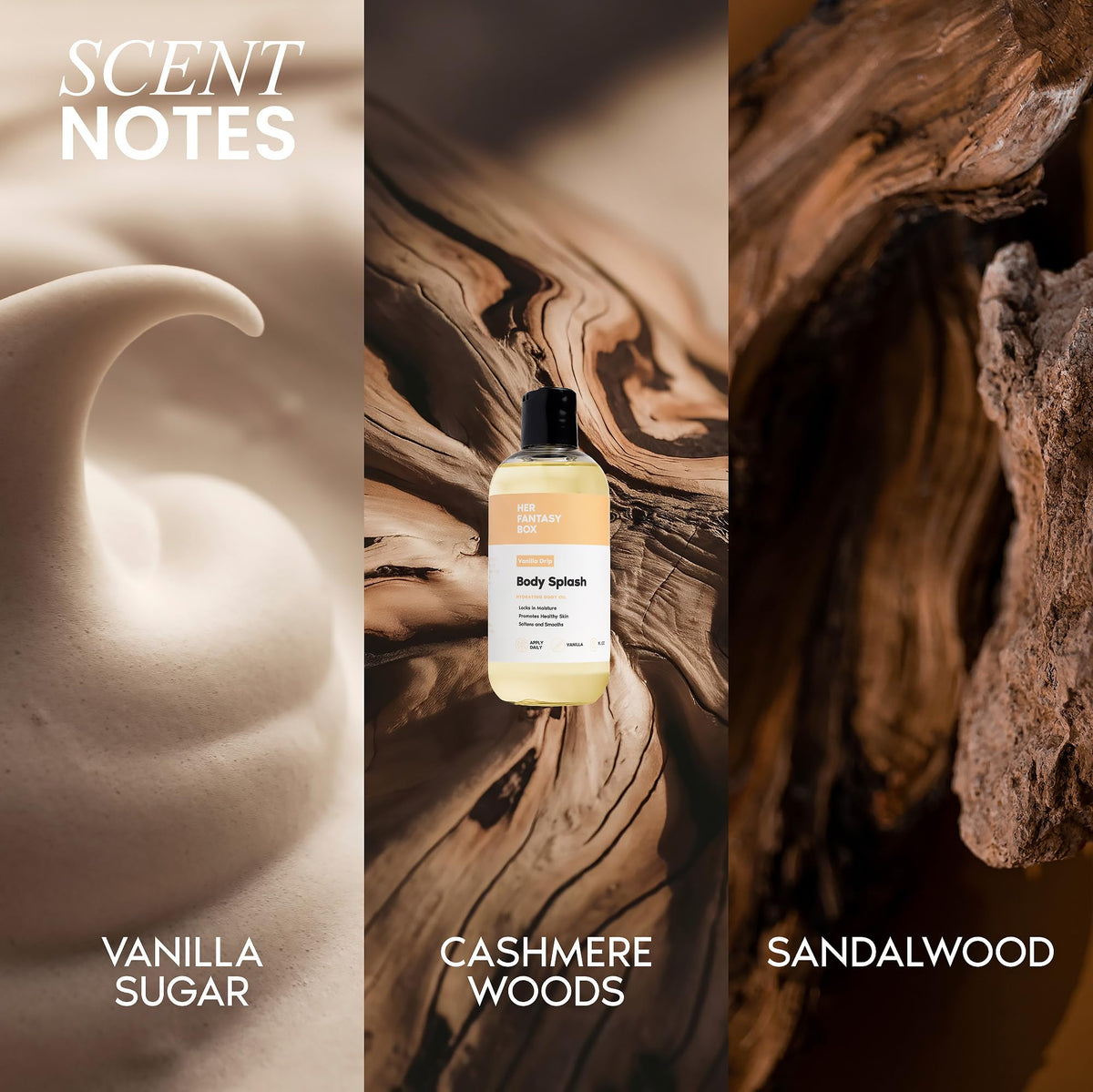 Her Fantasy Box Body Splash Vanilla Drip fragrance mist being applied