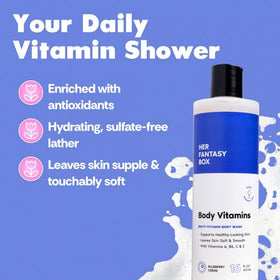 Her Fantasy Box Body Wash lather on skin close-up
