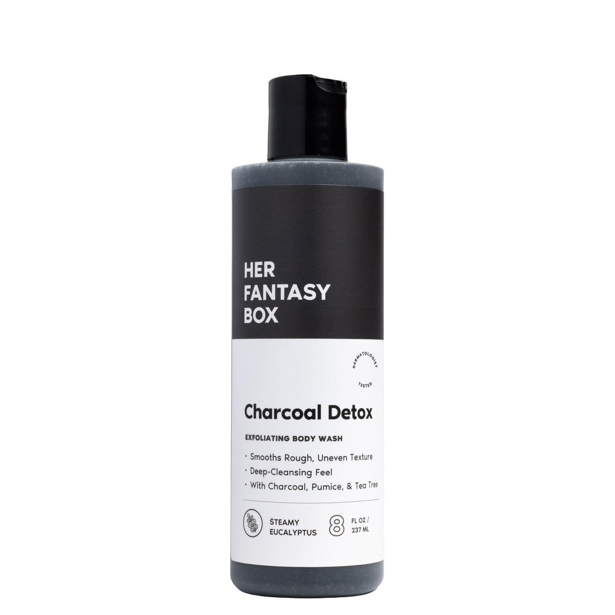 Her Fantasy Box Charcoal Detox Exfoliating Body Wash 8 oz front view