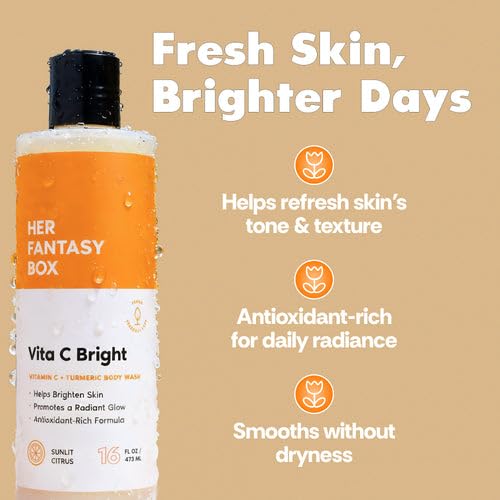 Her Fantasy Box Vita C Bright Turmeric Body Wash with rosehip and jojoba oils