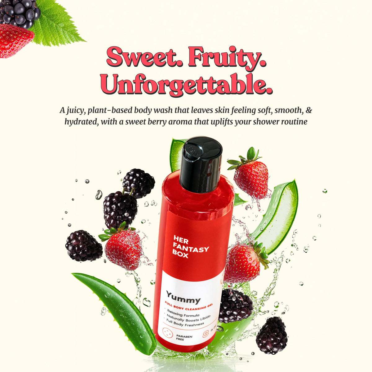 Her Fantasy Box Yummy Body Wash 8 oz back view