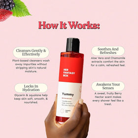 Her Fantasy Box Yummy Body Wash lifestyle scene in shower