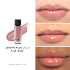 HERA Sensual Nude Lip Gloss #401 NUDIST packaging and applicator
