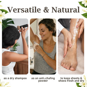 Herb & Root Jasmine Body Dusting Powder side view showing packaging