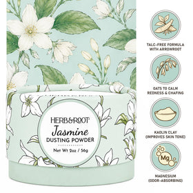 Herb & Root Jasmine Dusting Powder packaging side view