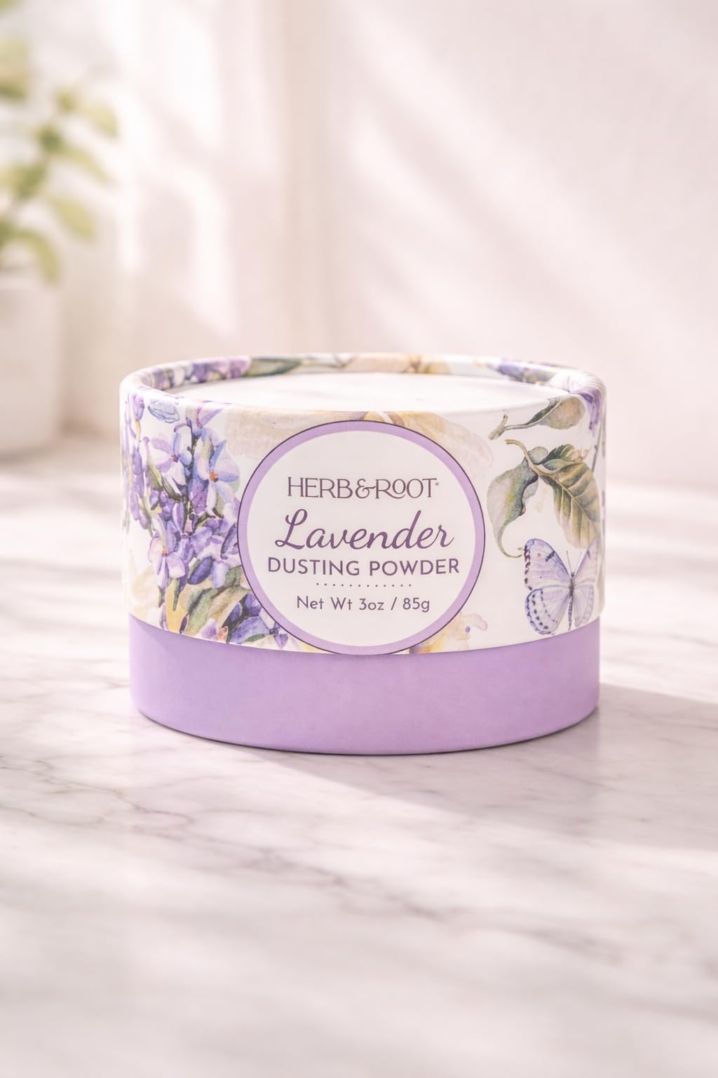 Herb & Root Lavender Dusting Powder 2 oz side view