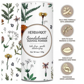 Herb & Root Sandalwood Dusting Powder packaging side view
