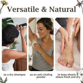 Herb & Root Sandalwood Dusting Powder with a scoop