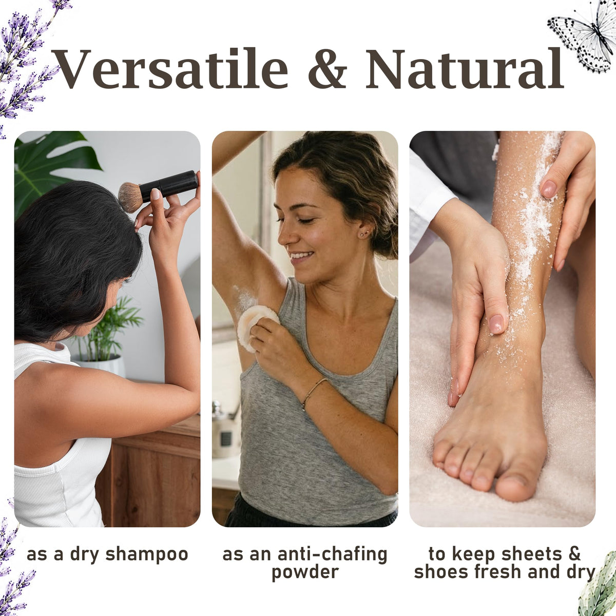Herb & Root Talc Free Body Dusting Powder Lavender texture close-up
