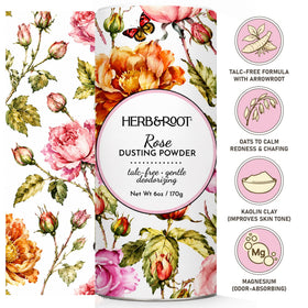 Herb & Root Talc Free Body Dusting Powder Rose packaging