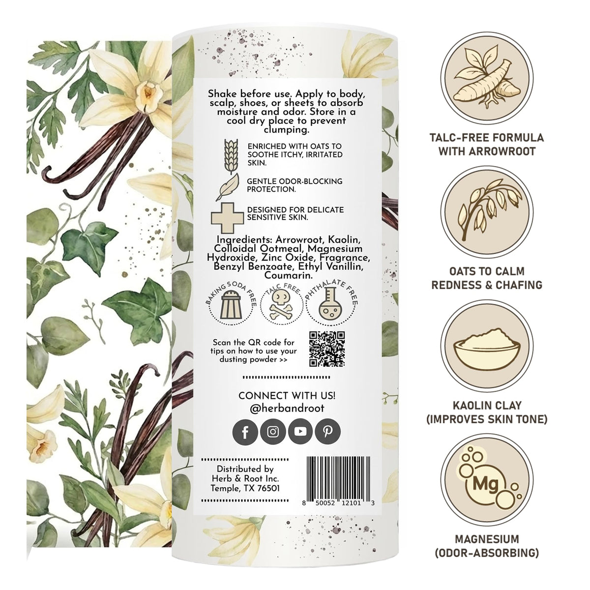 Herb & Root Vanilla Body Dusting Powder packaging
