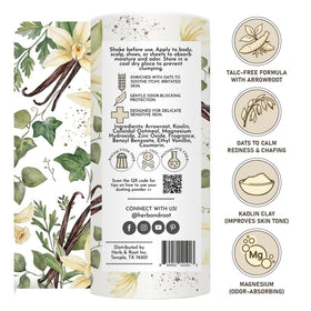 Herb & Root Vanilla Body Dusting Powder packaging