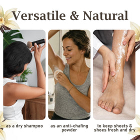 Herb & Root Vanilla Body Dusting Powder texture close-up