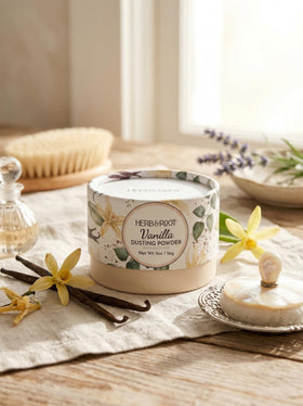 Herb & Root Vanilla Dusting Powder texture close-up