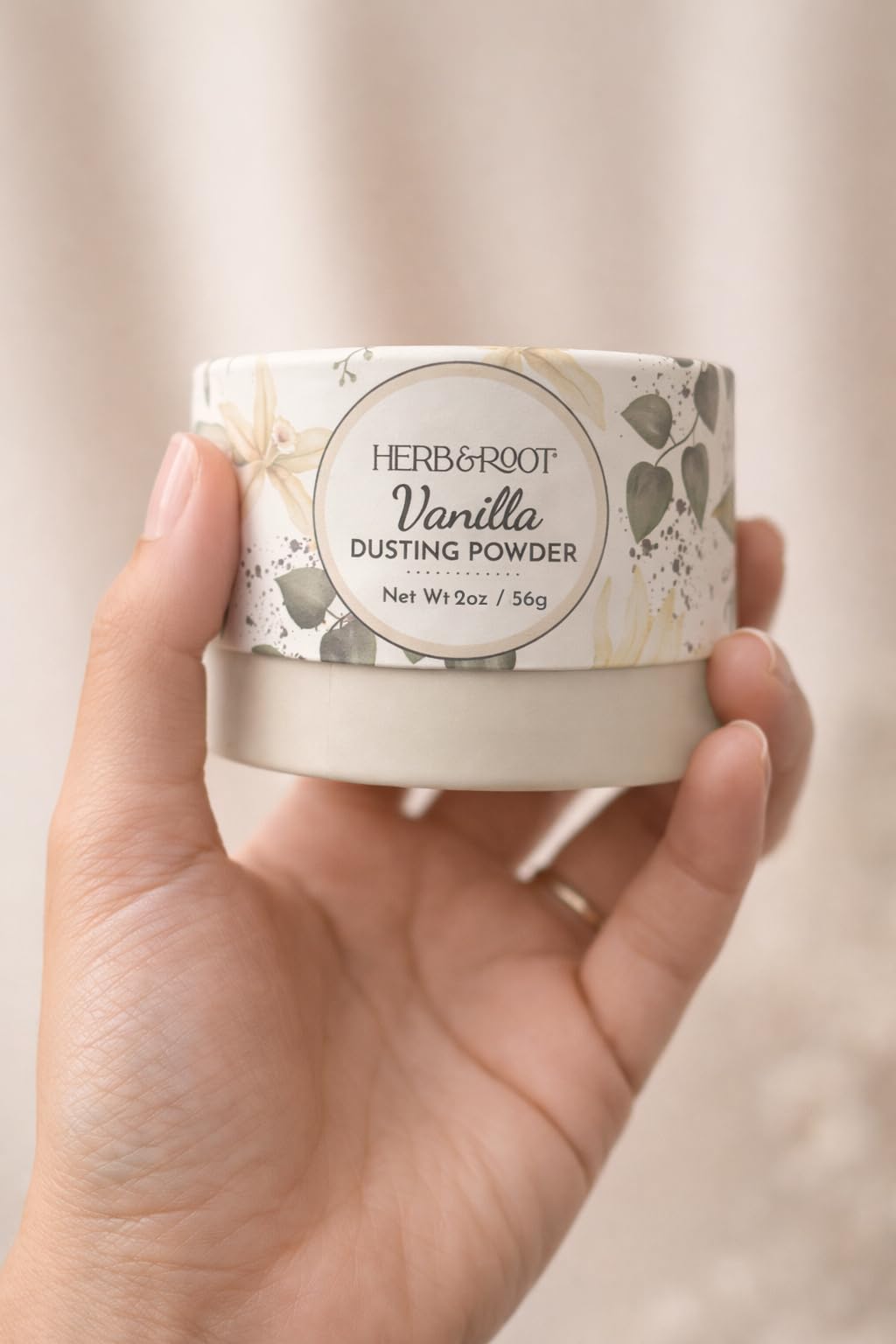 Herb & Root Vanilla Dusting Powder travel size comparison