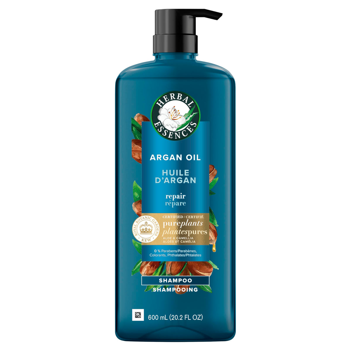Herbal Essences Argan Oil Shampoo cap open showing product texture