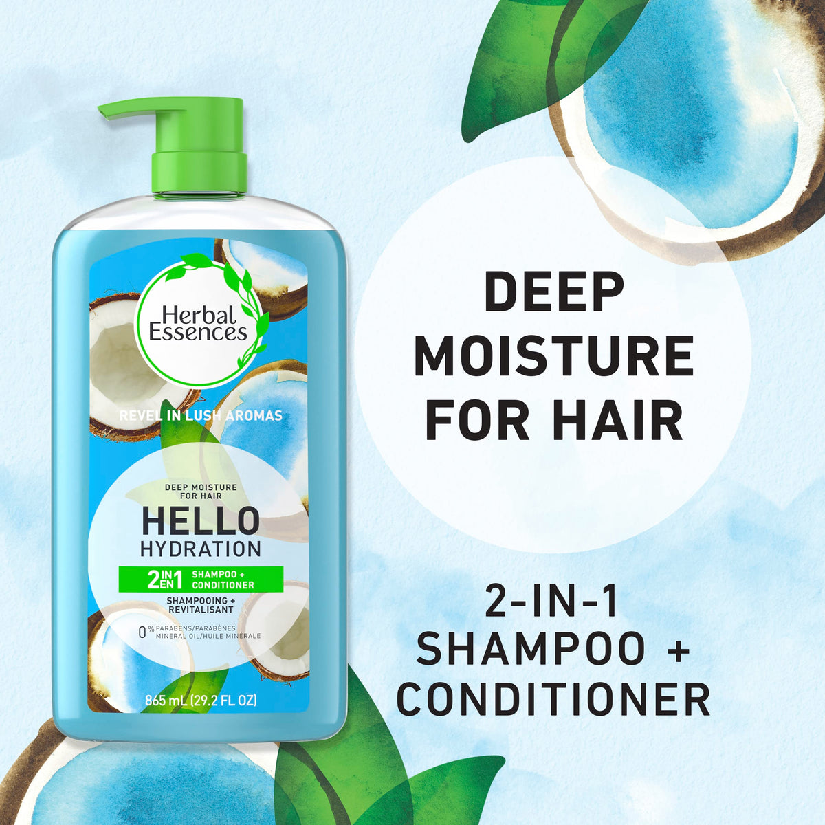 Herbal Essences Hello Hydration 2-in-1 bottle side view