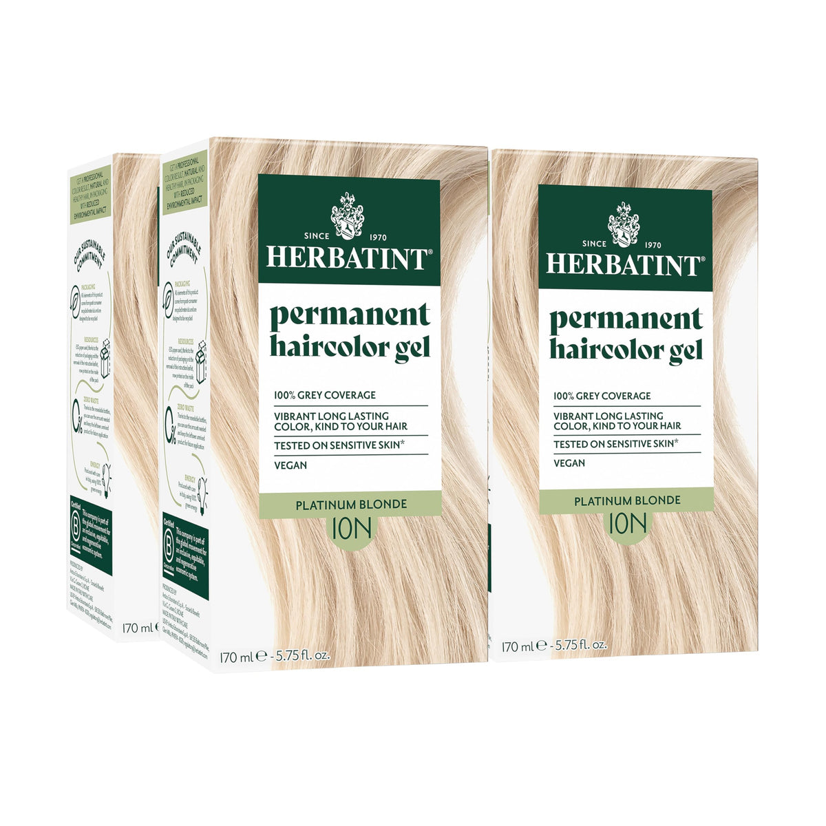 Herbatint 10N Platinum Blonde Permanent Hair Dye front view