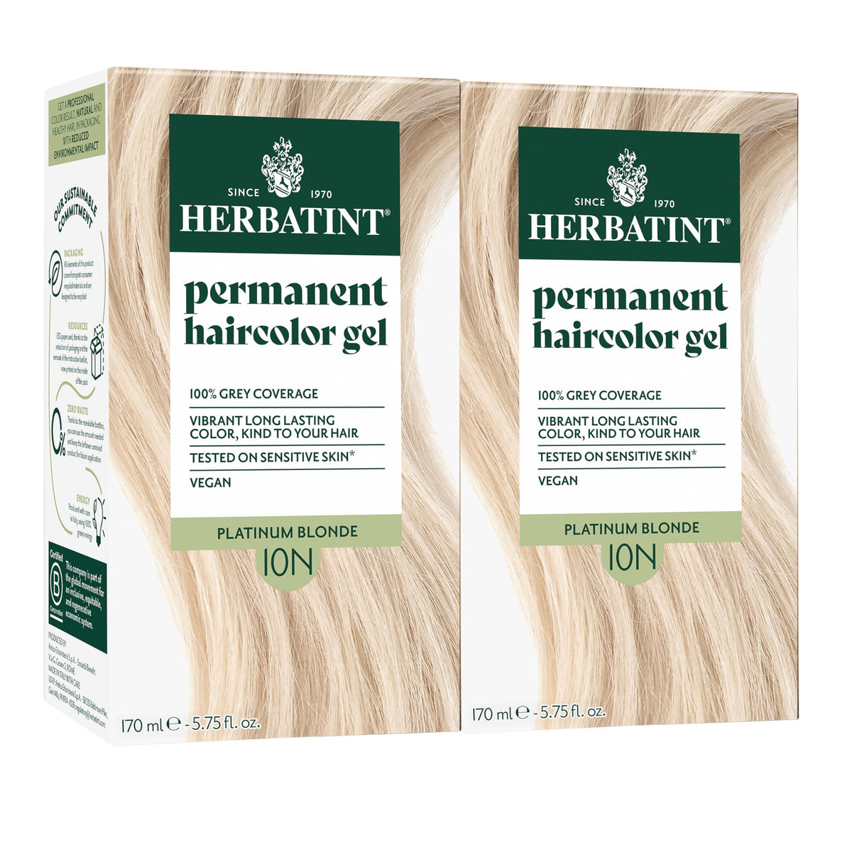 Herbatint 10N Platinum Blonde Permanent Hair Dye front view