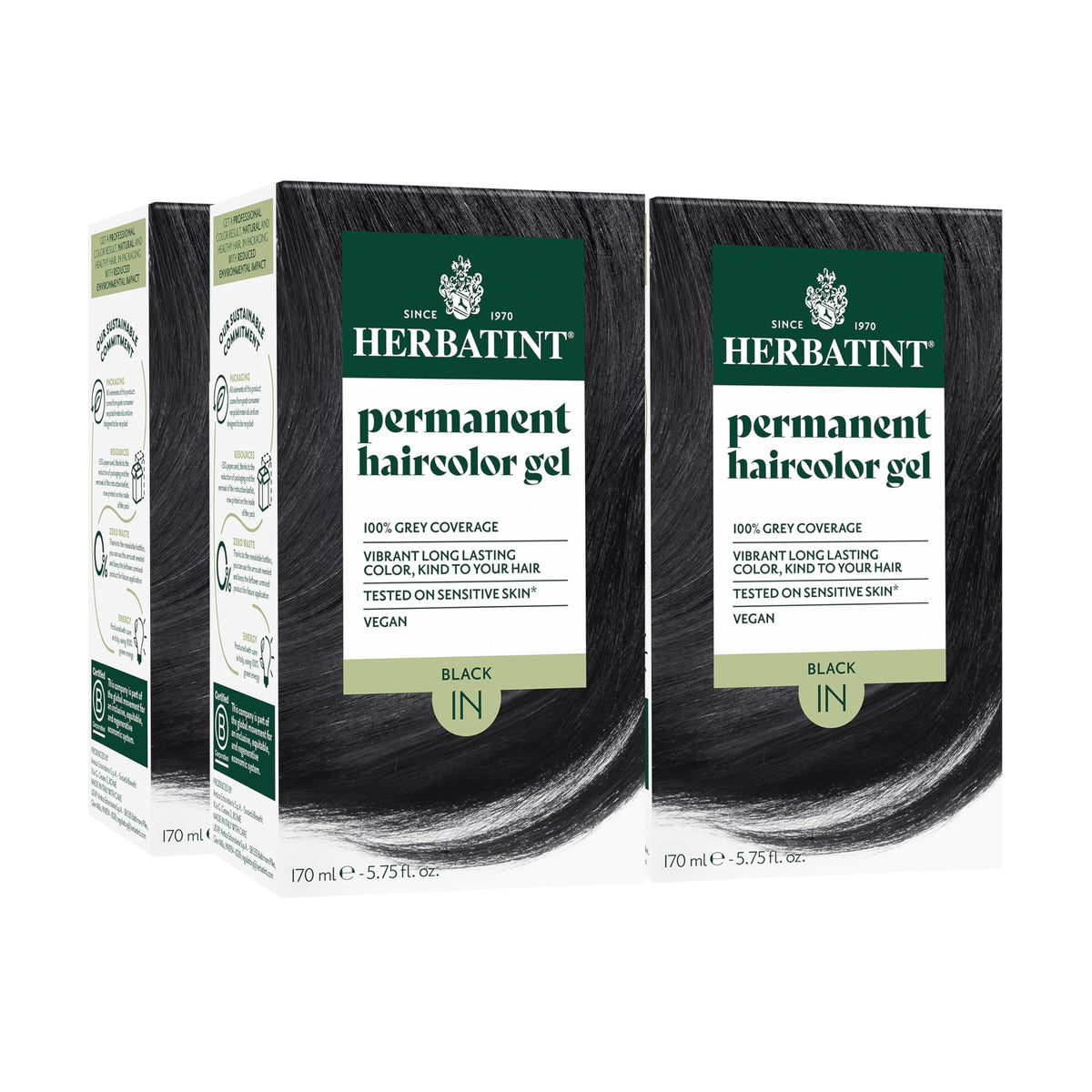 Herbatint 1N Black Permanent Hair Dye 4 Pack front view