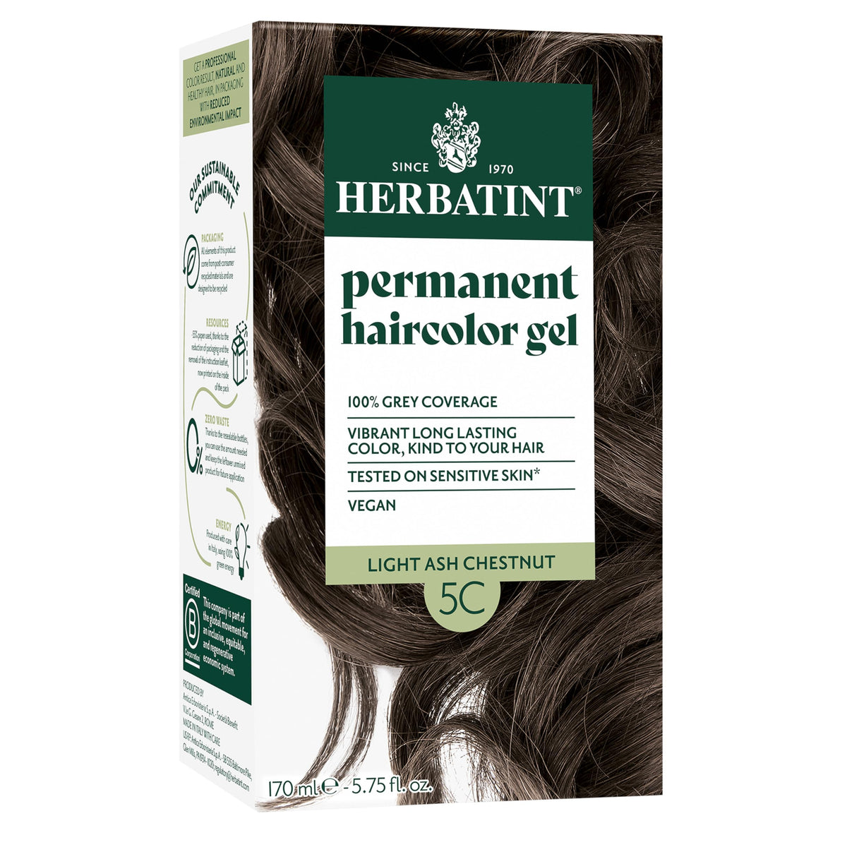 Herbatint 5C Light Ash Chestnut Brown Hair Dye front view