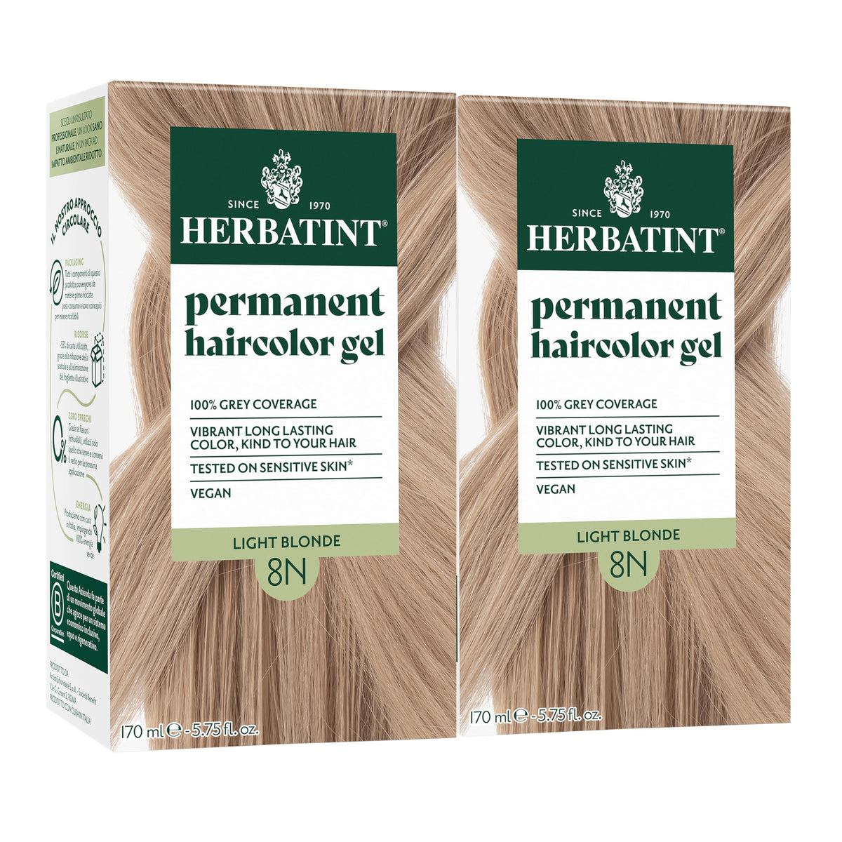 Herbatint 8N Light Blonde Permanent Hair Dye front view