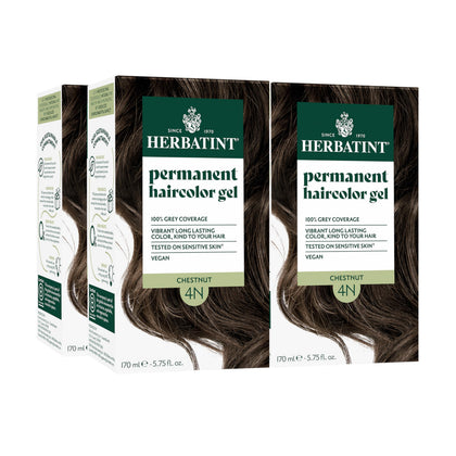 Herbatint Chestnut Brown Permanent Hair Dye 4 Pack front view