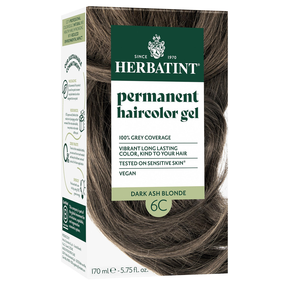 Herbatint Dark Ash Blonde Permanent Hair Dye 222g front view