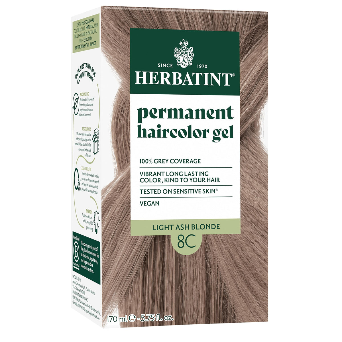Herbatint Light Ash Blonde Permanent Hair Dye packaging front view