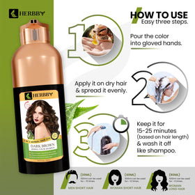 HERBBY Hair Color Shampoo Dark Brown application process