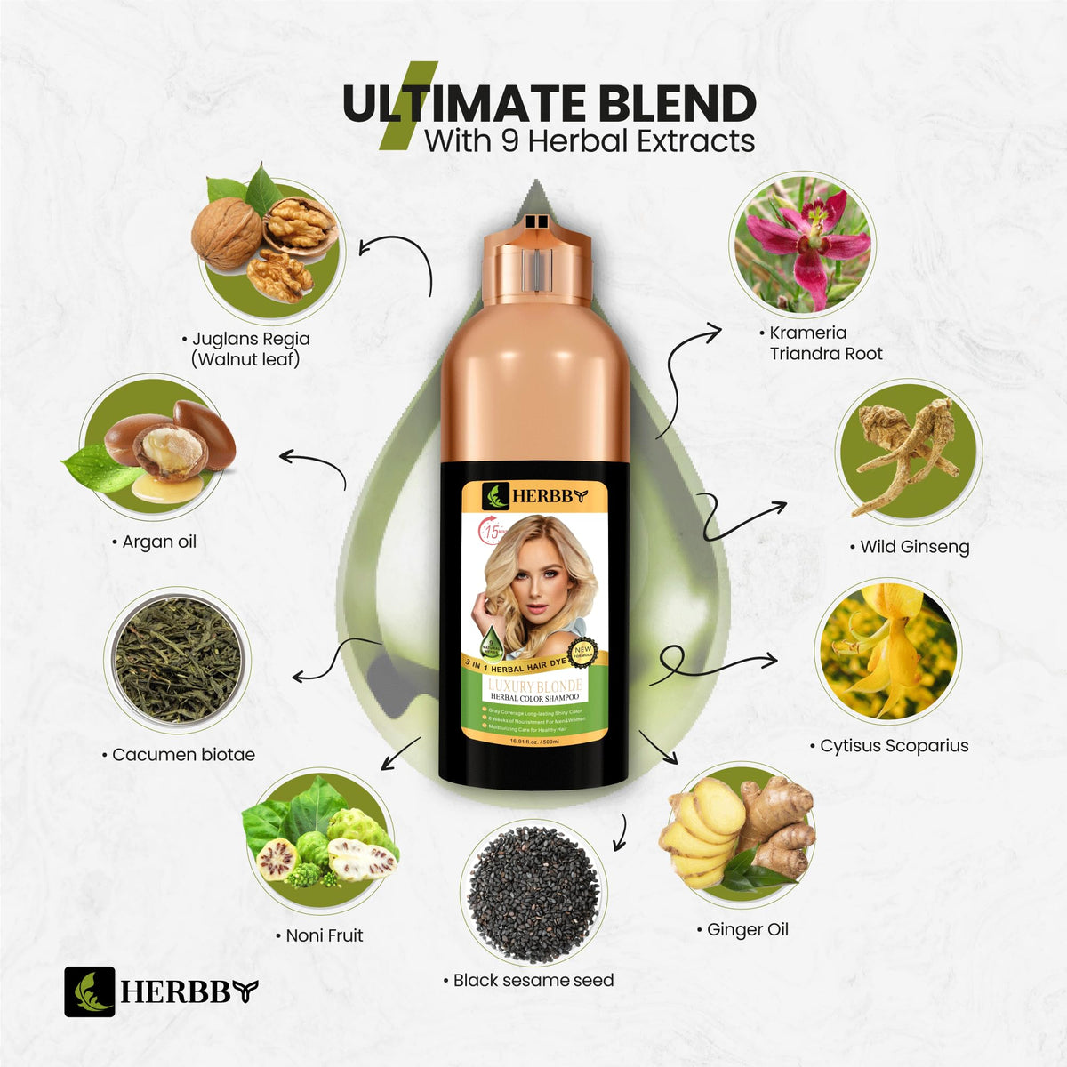 HERBBY Hair Color Shampoo packaging details