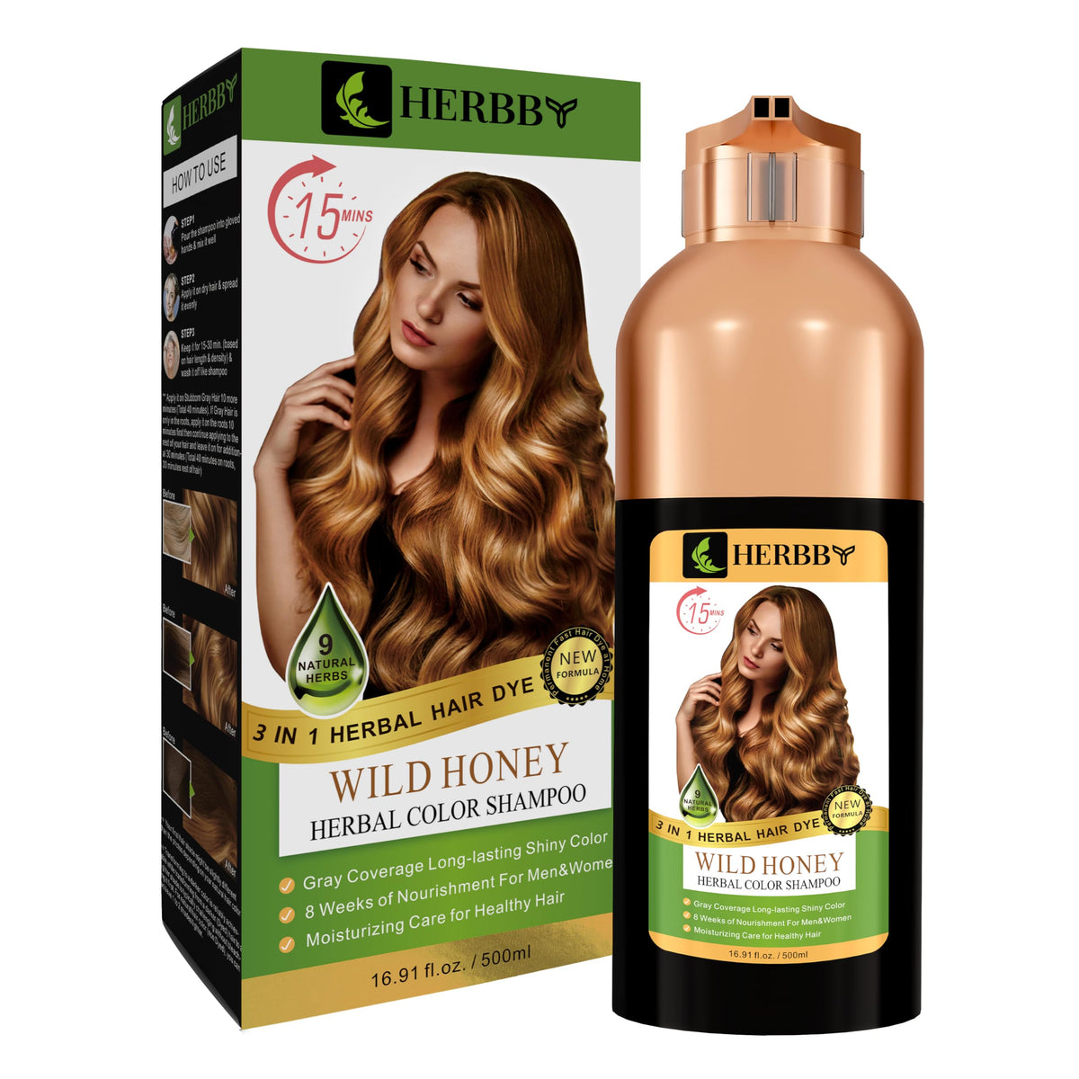 HERBBY Hair Colour Shampoo 500ml side view