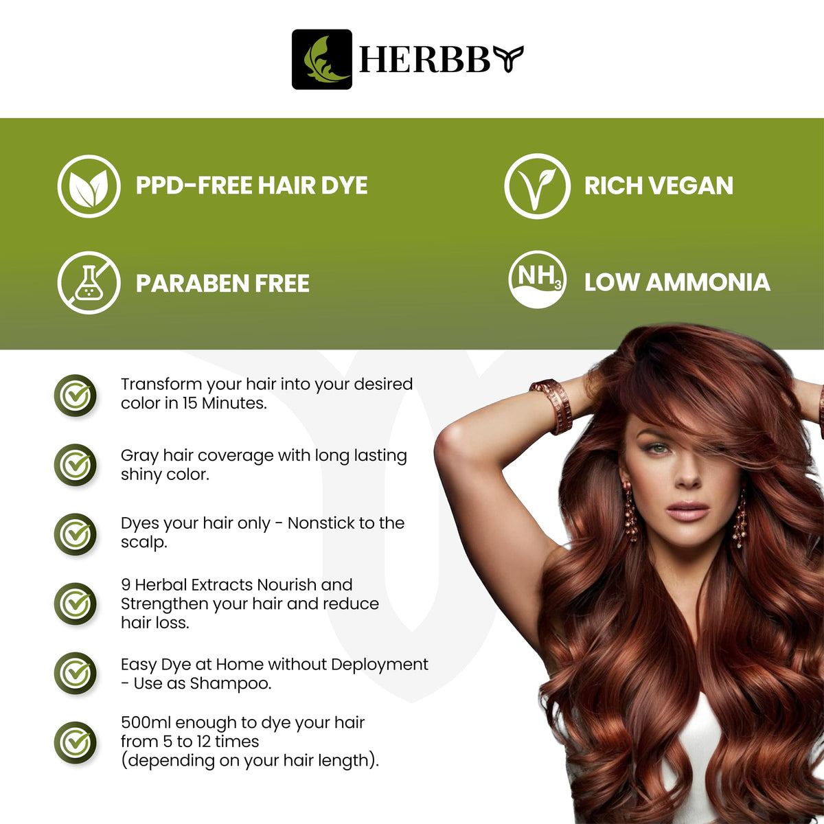 HERBBY Hair Colour Shampoo application on hair