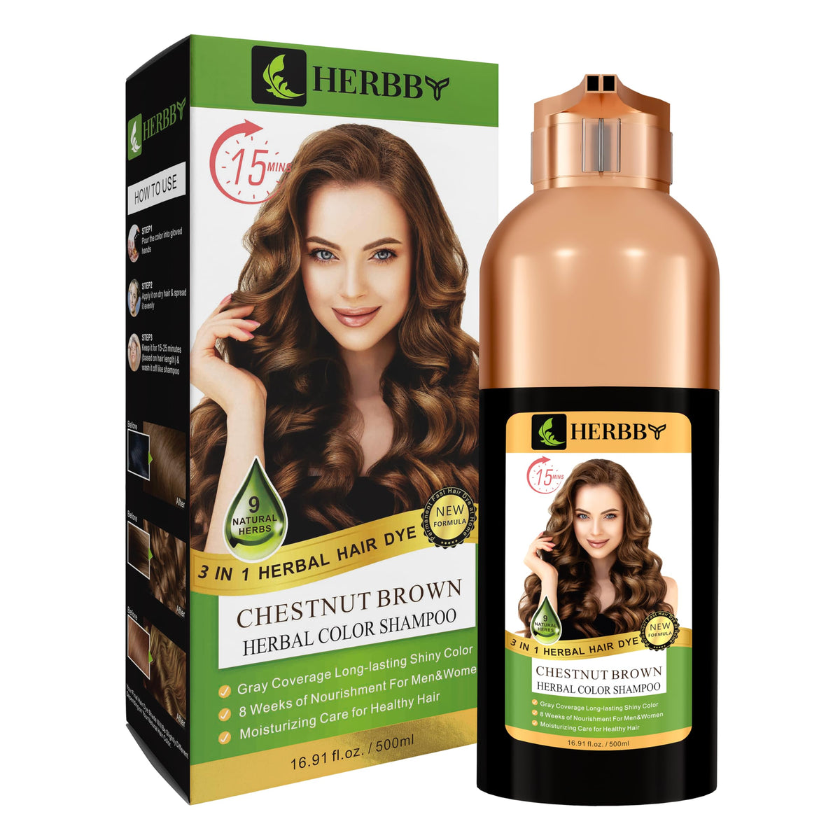 HERBBY shampoo bottle with application instructions