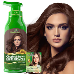 Herbishh Chestnut Brown Hair Colour Shampoo 500ml front view
