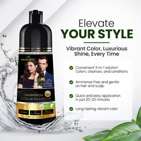 Herbishh Chestnut Brown Hair Dye Shampoo 200ml back view