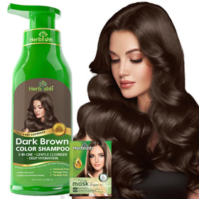 Herbishh Dark Brown Hair Color Shampoo 500ml front view