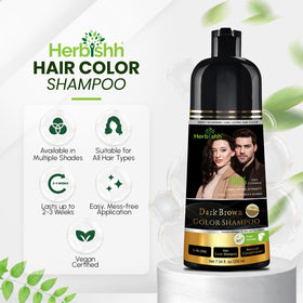 Herbishh Dark Brown Hair Dye Shampoo application on hair