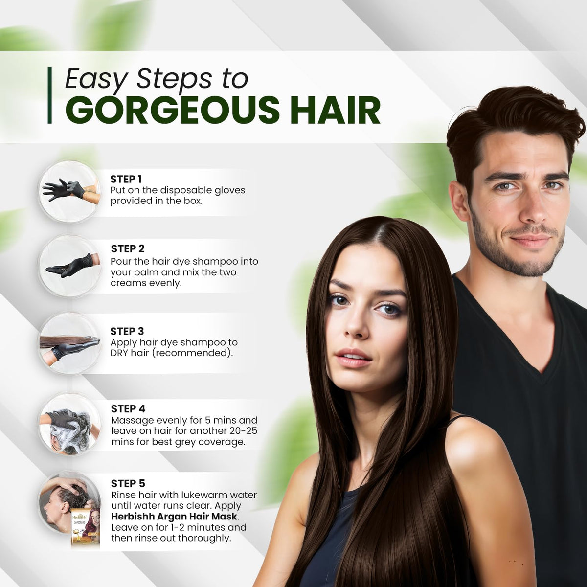 Herbishh Dark Brown Hair Dye Shampoo packaging details