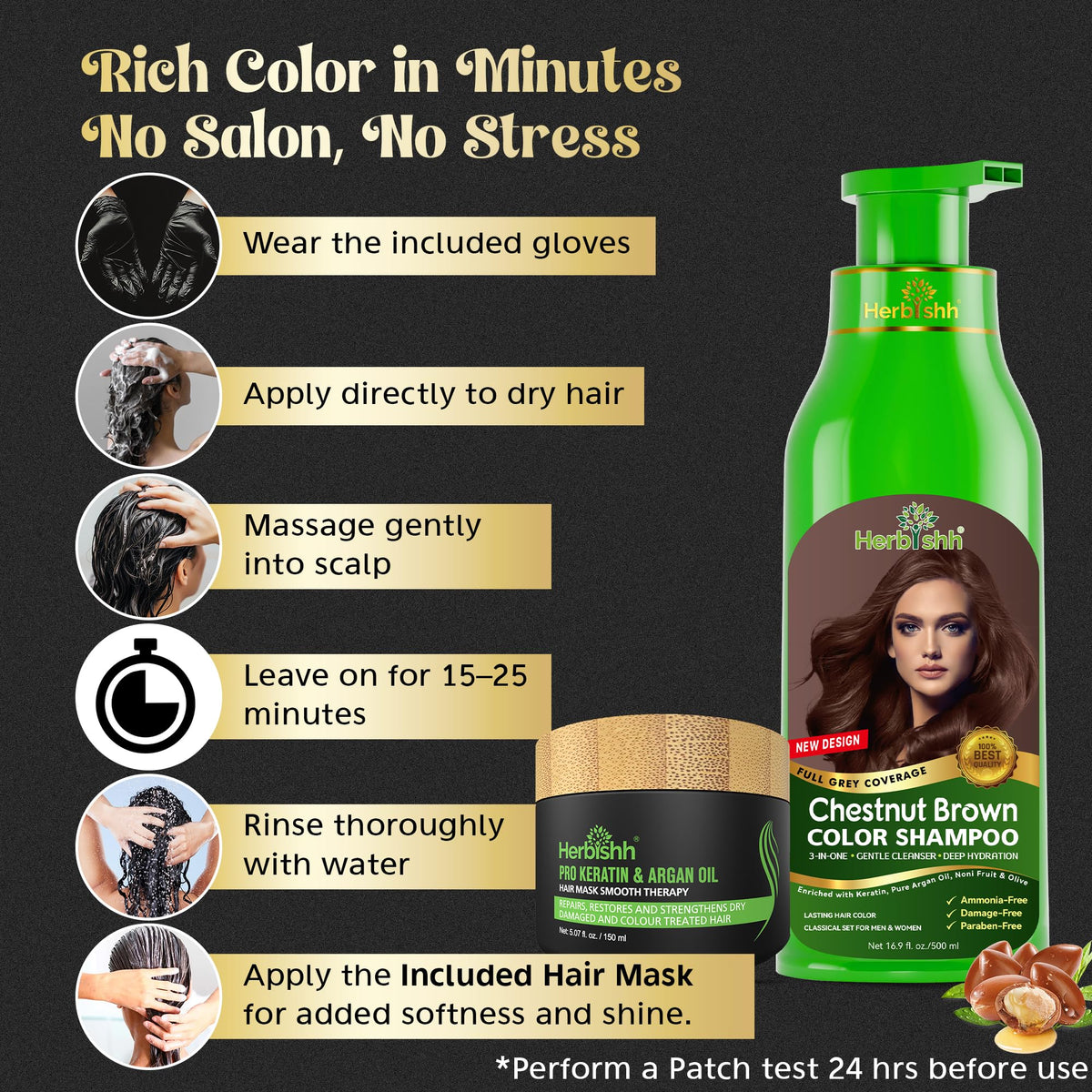 Herbishh Hair Colour Shampoo application process