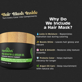 Herbishh Hair Colour Shampoo bottles with Argan Mask