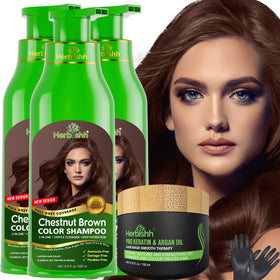 Herbishh Ultimate Shampoo Kit 4pcs Chestnut Brown front view