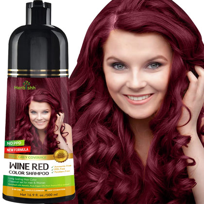 Herbishh Wine Red Hair Colour Shampoo 500ml front view