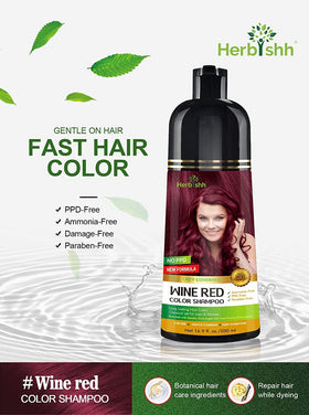 Herbishh Wine Red Hair Colour Shampoo 500ml packaging details