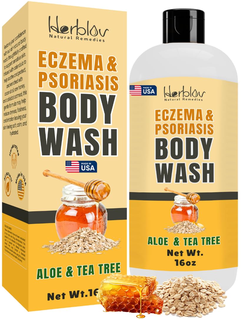 Herblov Eczema Body Wash front view with natural ingredients