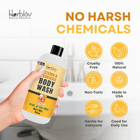Herblov Eczema Body Wash in a bathroom setting
