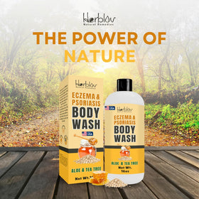 Herblov Eczema Body Wash with a soft towel