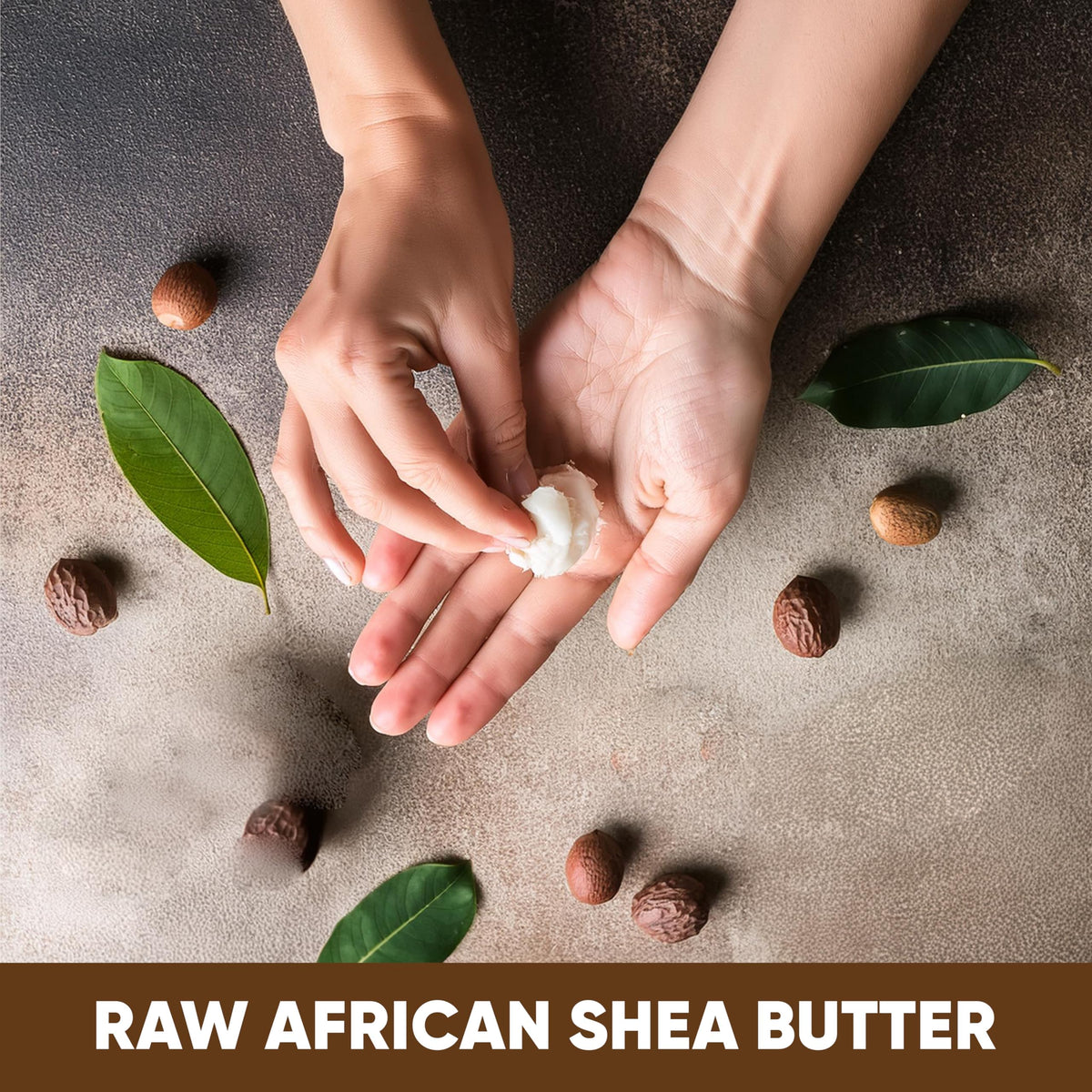 HERBOGANIC shea butter displayed with natural ingredients